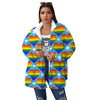 Pride Heart Rainbow LGBT Print Pattern Women's Sherpa Jacket-grizzshop