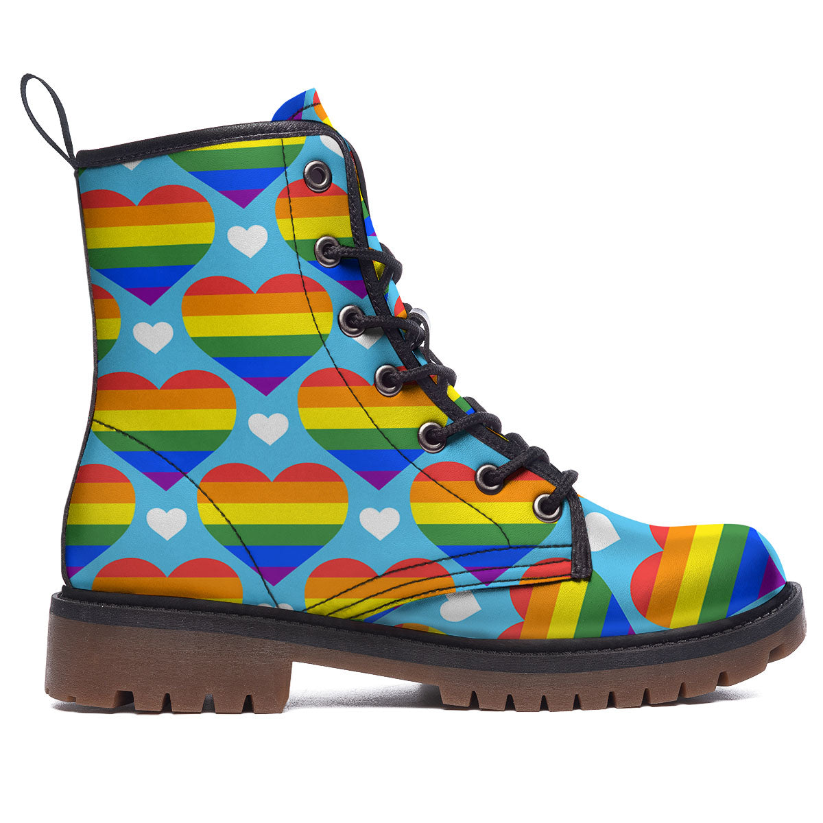 Pride Heart Rainbow LGBT Print Pattern Work Boots-grizzshop