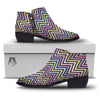 Pride Zigzag Rainbow Gay Print Pattern Ankle Boots-grizzshop