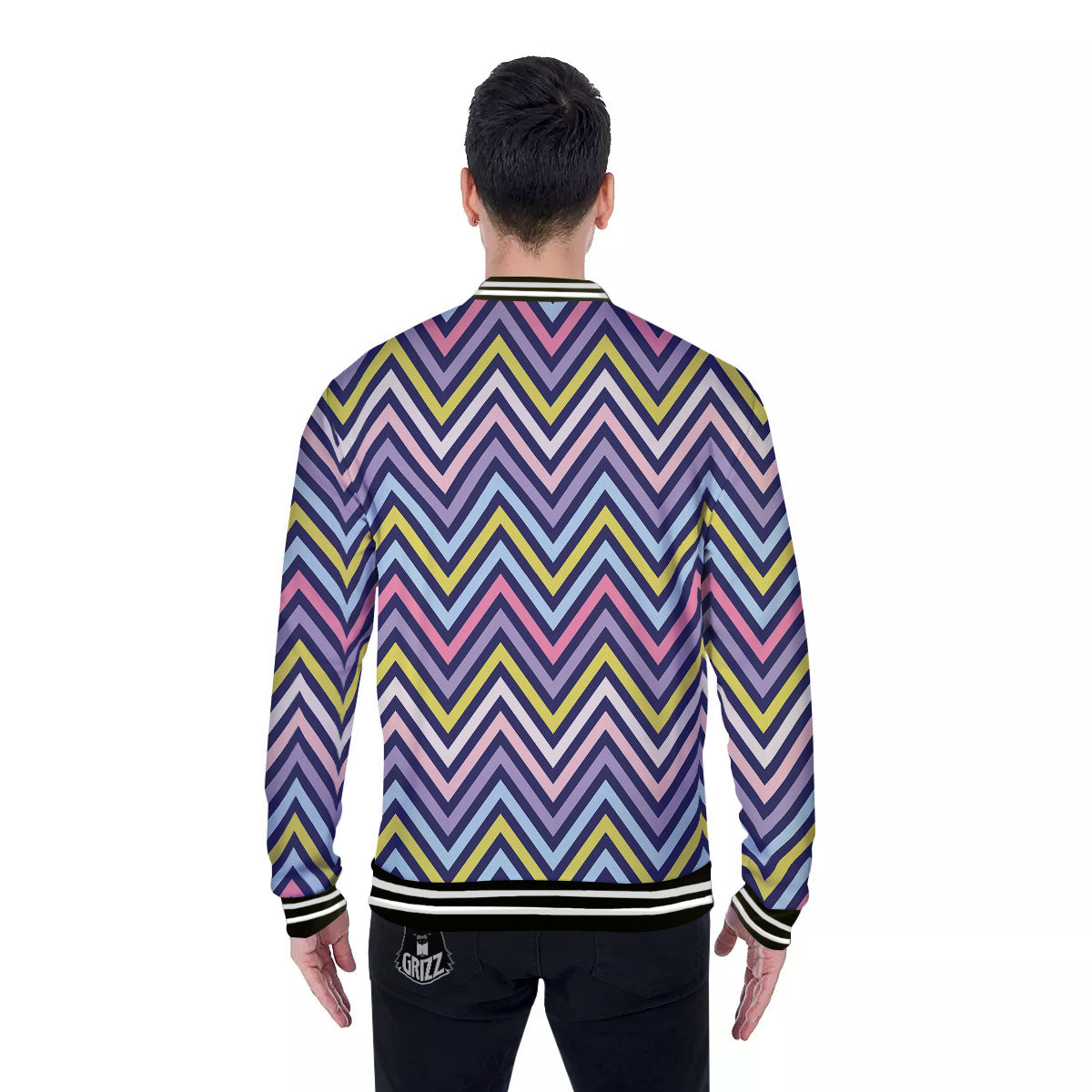 Pride Zigzag Rainbow Gay Print Pattern Baseball Jacket-grizzshop