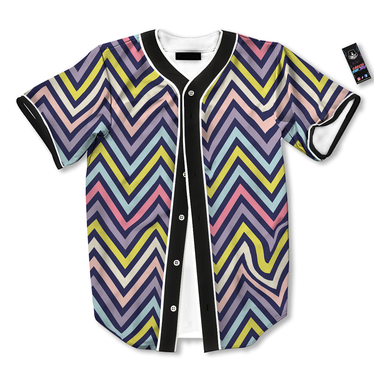Pride Zigzag Rainbow Gay Print Pattern Baseball Jersey-grizzshop