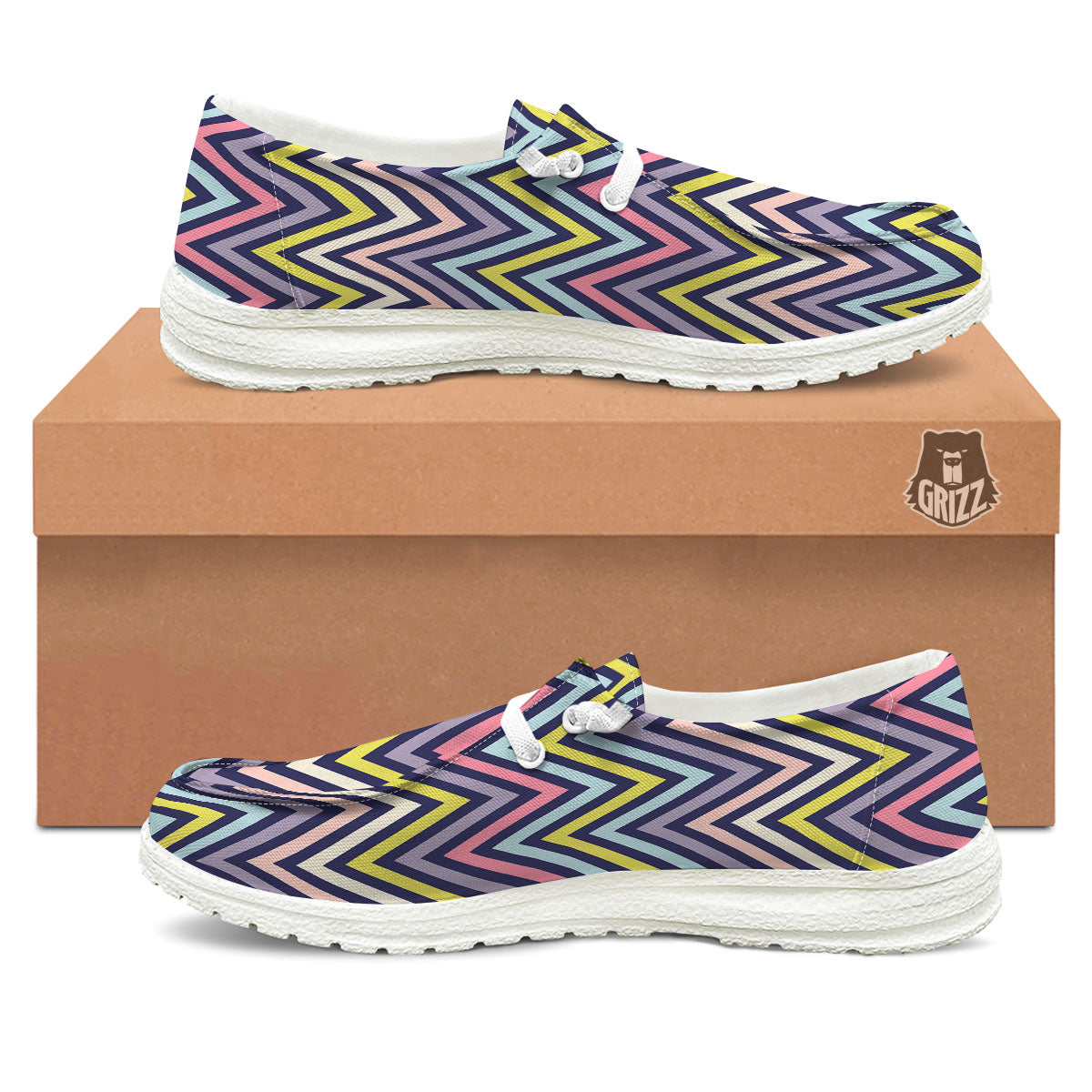 Pride Zigzag Rainbow Gay Print Pattern Black Loafers-grizzshop