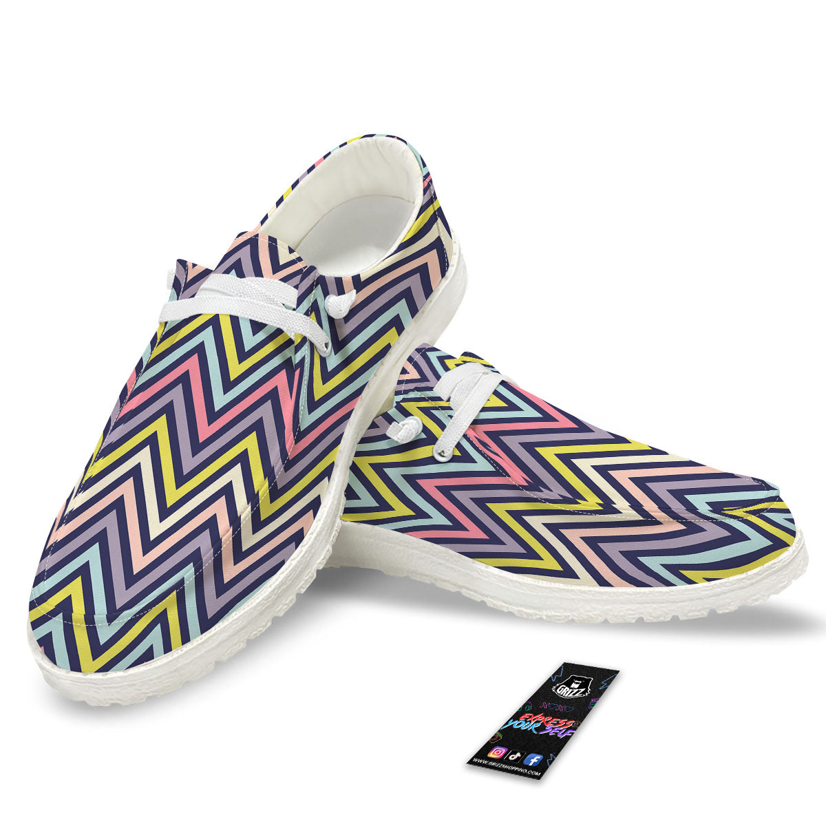 Pride Zigzag Rainbow Gay Print Pattern Black Loafers-grizzshop