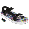 Pride Zigzag Rainbow Gay Print Pattern Black Open Toe Sandals-grizzshop