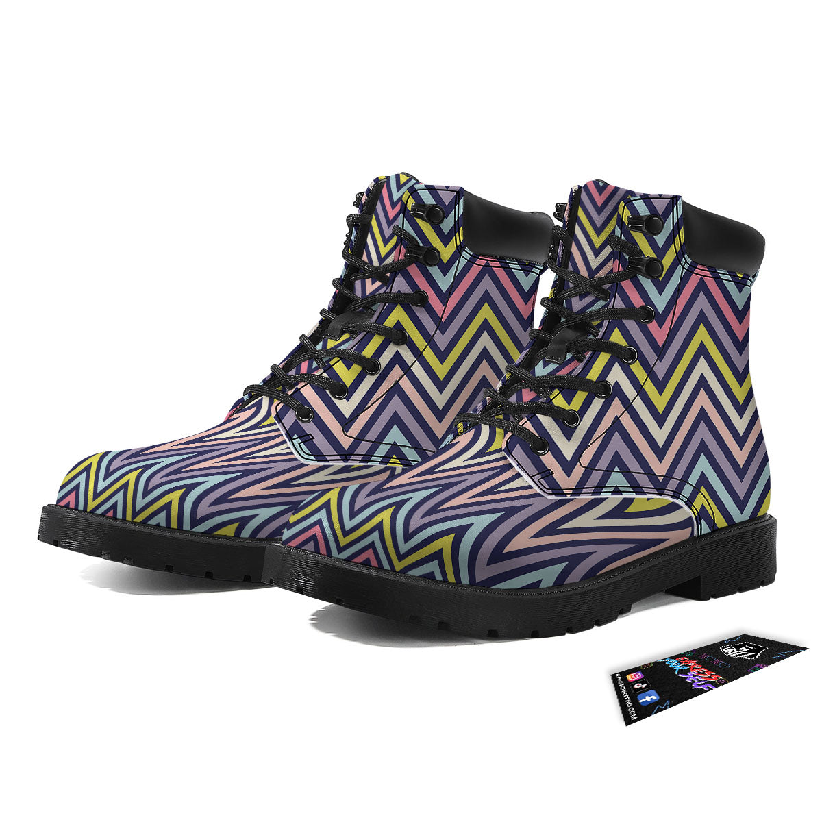 Pride Zigzag Rainbow Gay Print Pattern Boots-grizzshop