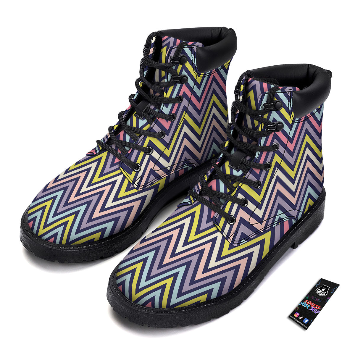 Pride Zigzag Rainbow Gay Print Pattern Boots-grizzshop