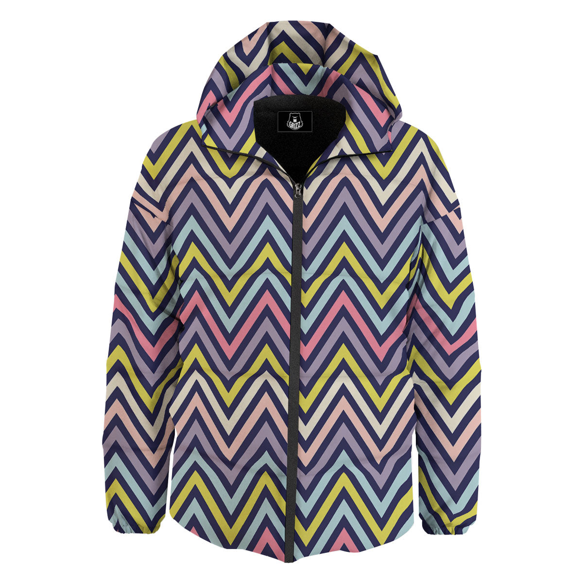 Pride Zigzag Rainbow Gay Print Pattern Down Jacket-grizzshop