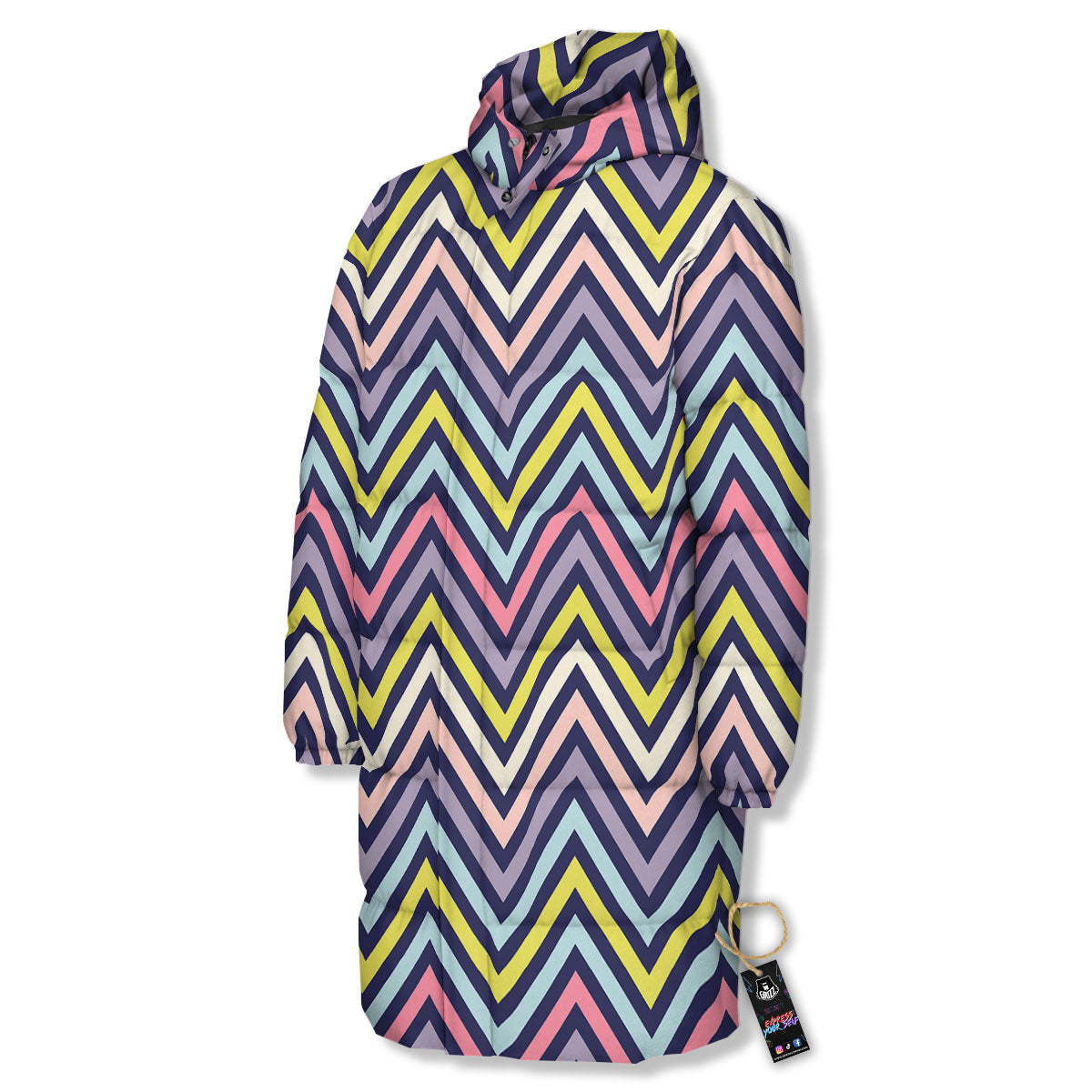 Pride Zigzag Rainbow Gay Print Pattern Long Down Jacket-grizzshop