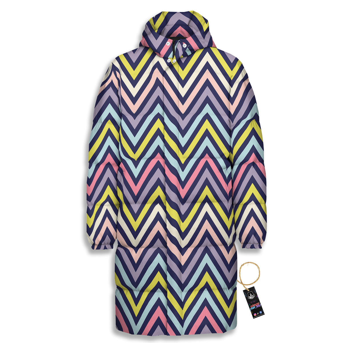 Pride Zigzag Rainbow Gay Print Pattern Long Down Jacket-grizzshop