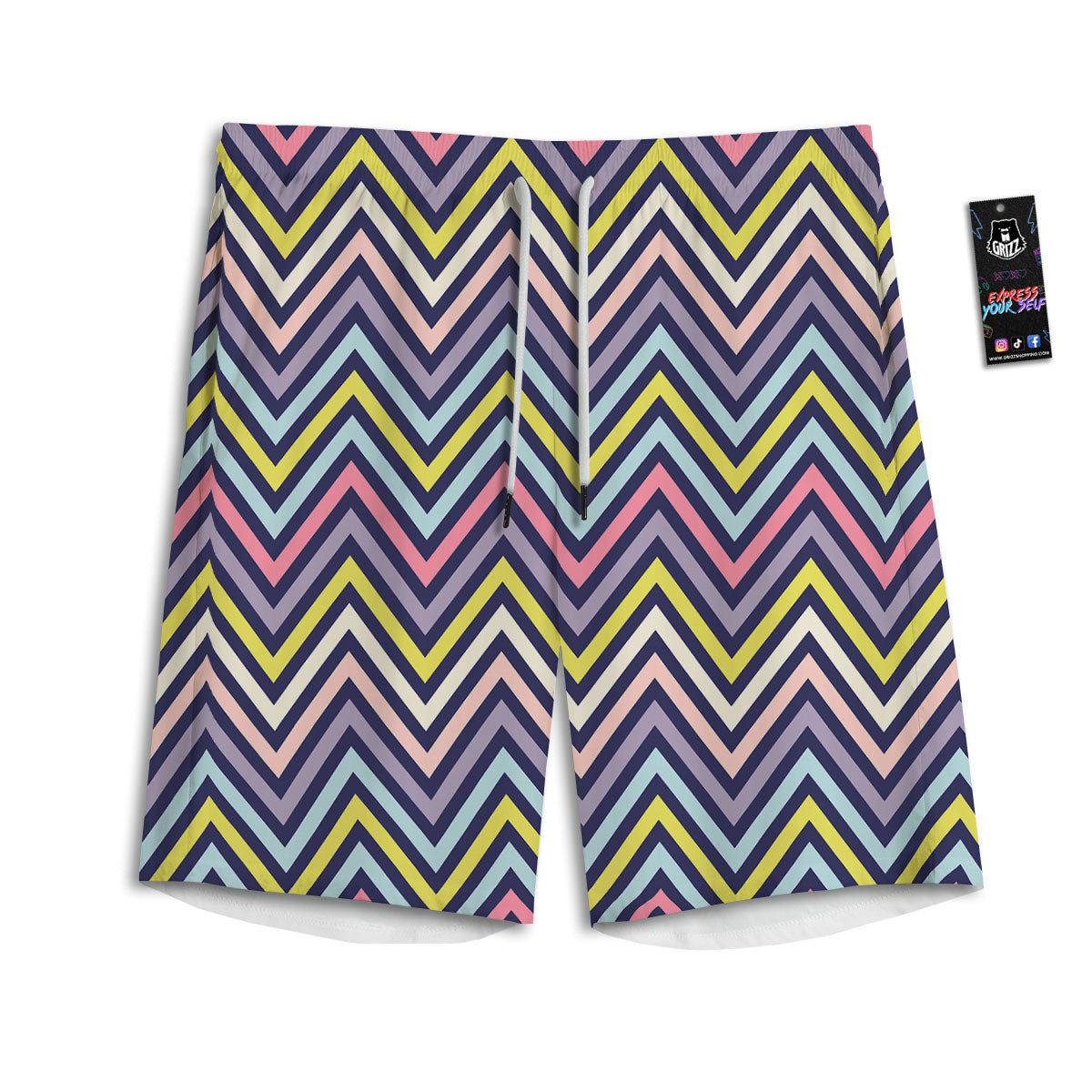 Pride Zigzag Rainbow Gay Print Pattern Men's Athletic Shorts