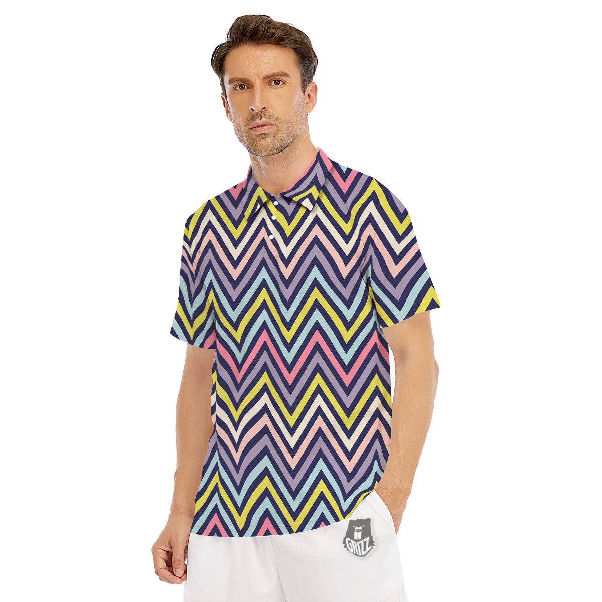 Pride Zigzag Rainbow Gay Print Pattern Men's Golf Shirts-grizzshop