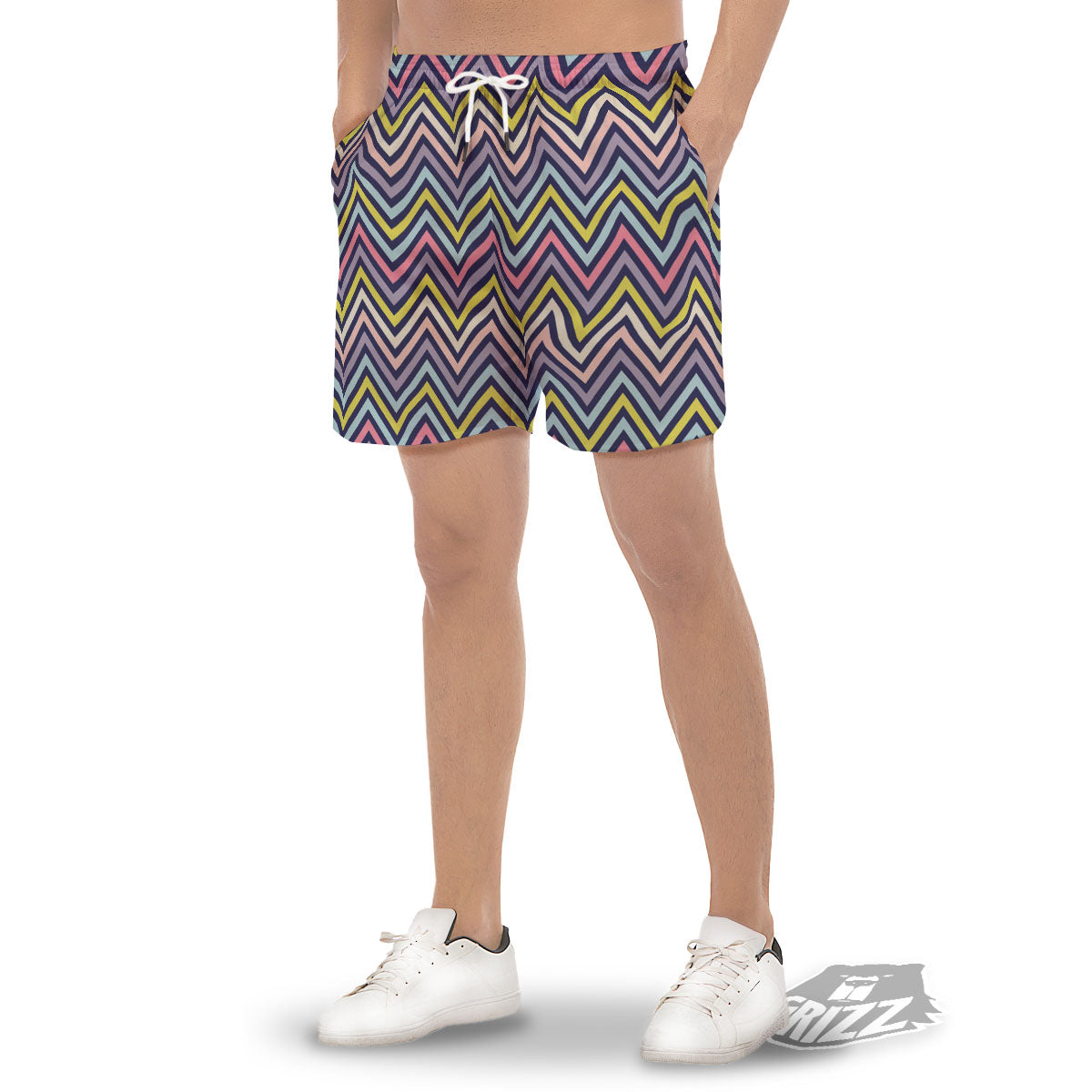 Pride Zigzag Rainbow Gay Print Pattern Men's Gym Shorts-grizzshop