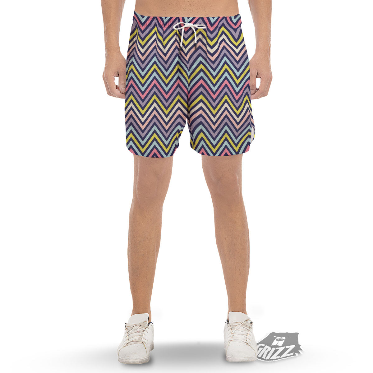 Pride Zigzag Rainbow Gay Print Pattern Men's Gym Shorts-grizzshop