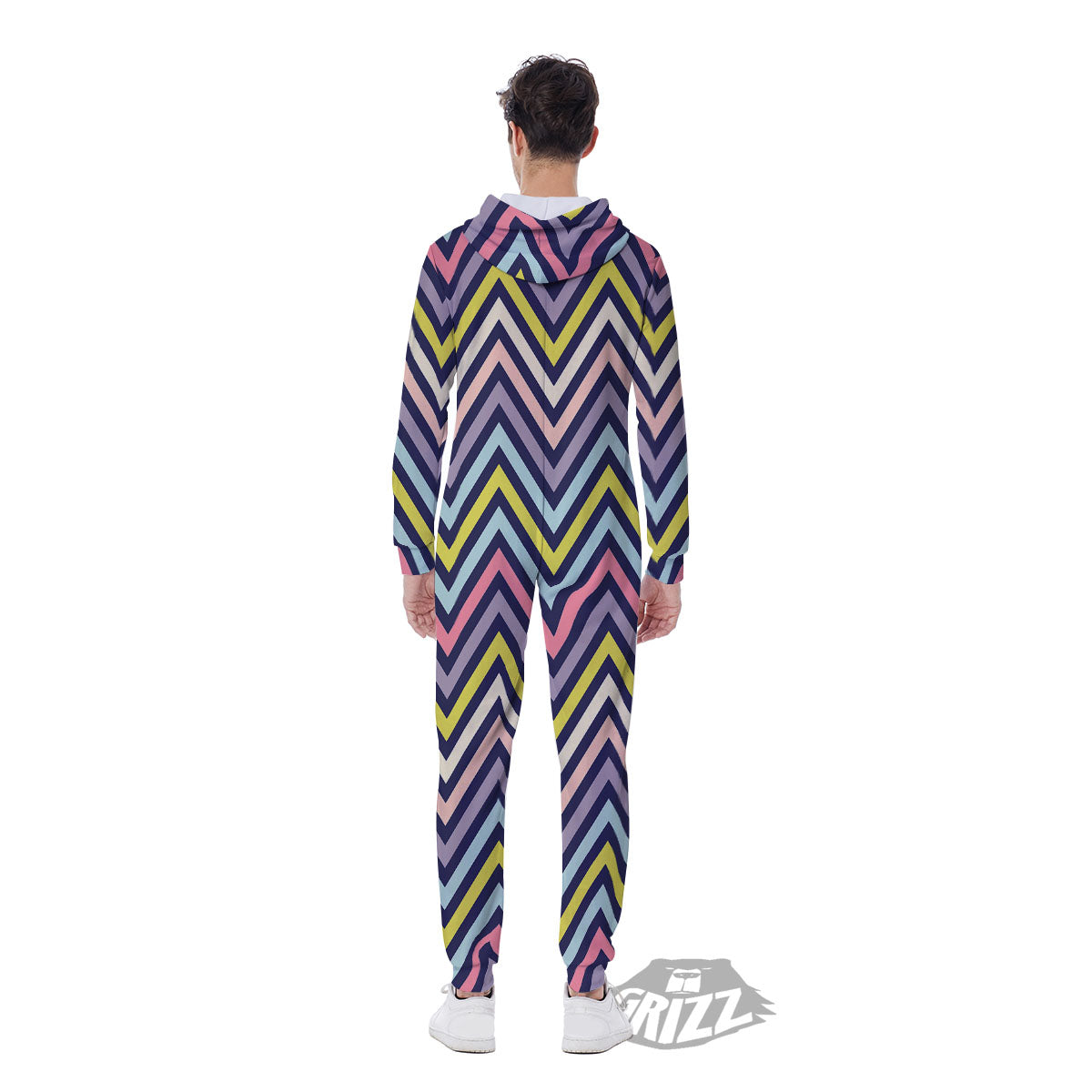 Pride Zigzag Rainbow Gay Print Pattern Men's Jumpsuit-grizzshop