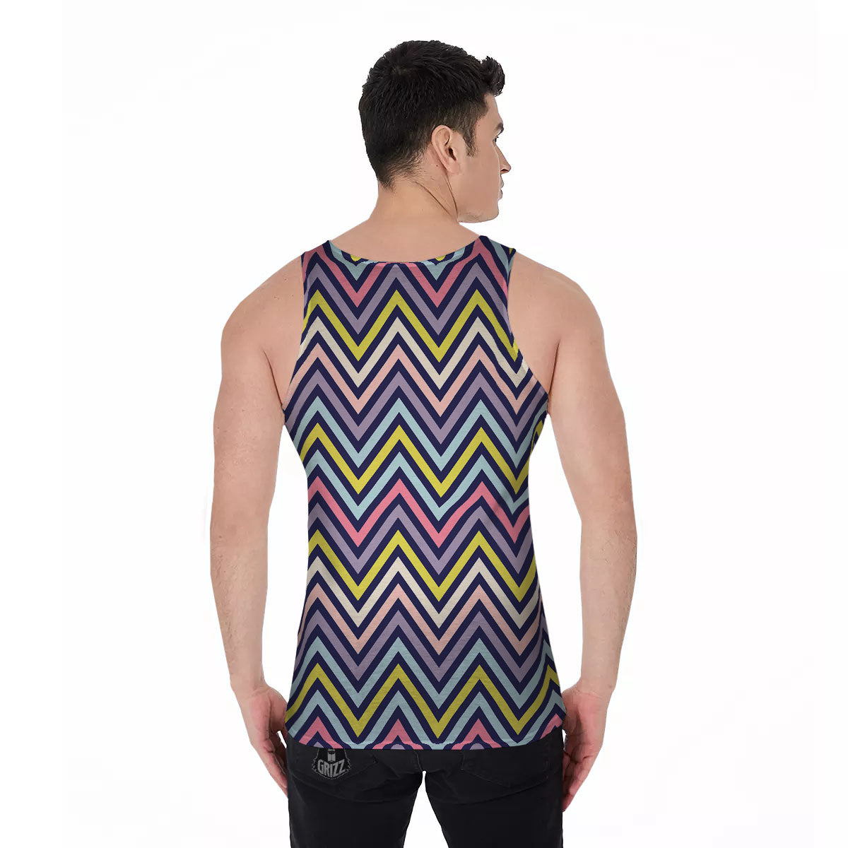 Pride Zigzag Rainbow Gay Print Pattern Men's Tank Top-grizzshop