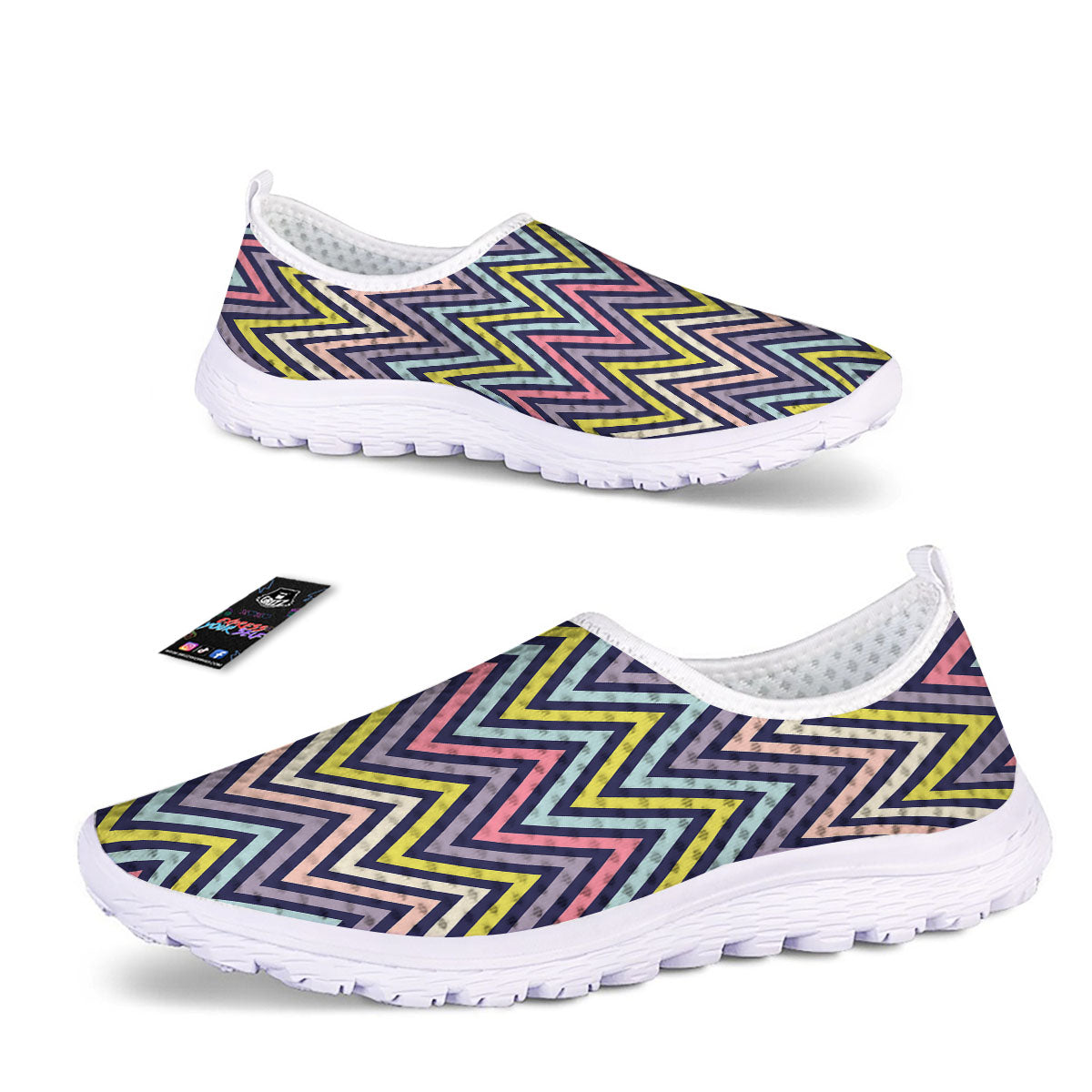 Pride Zigzag Rainbow Gay Print Pattern Nurse Shoes-grizzshop