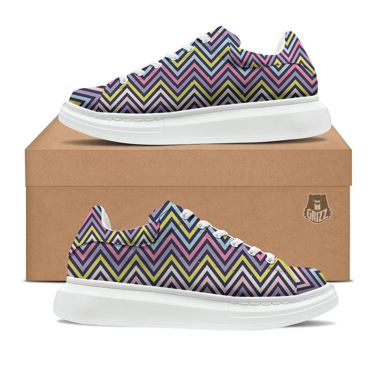 Pride Zigzag Rainbow Gay Print Pattern Platform Shoes-grizzshop