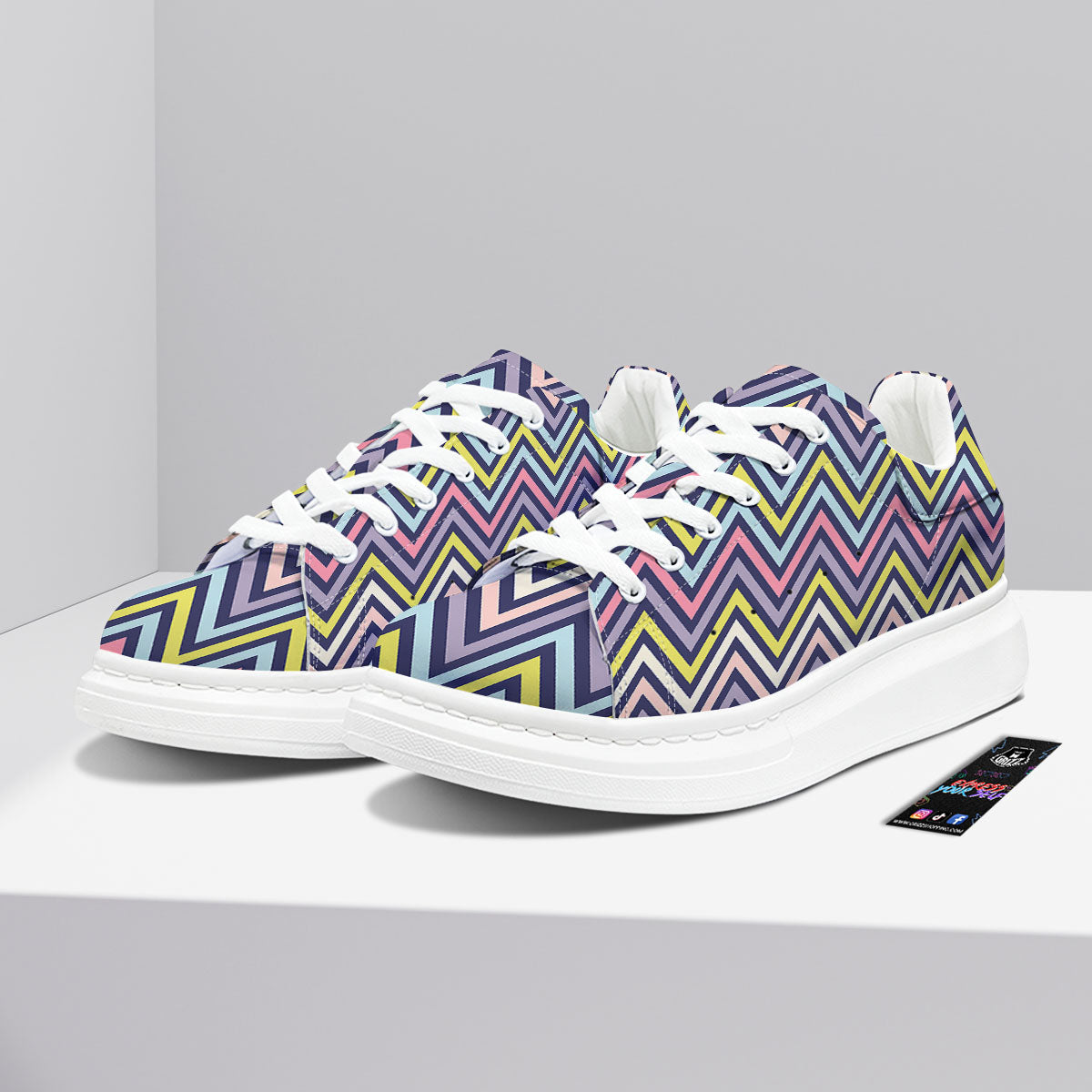 Pride Zigzag Rainbow Gay Print Pattern Platform Shoes-grizzshop