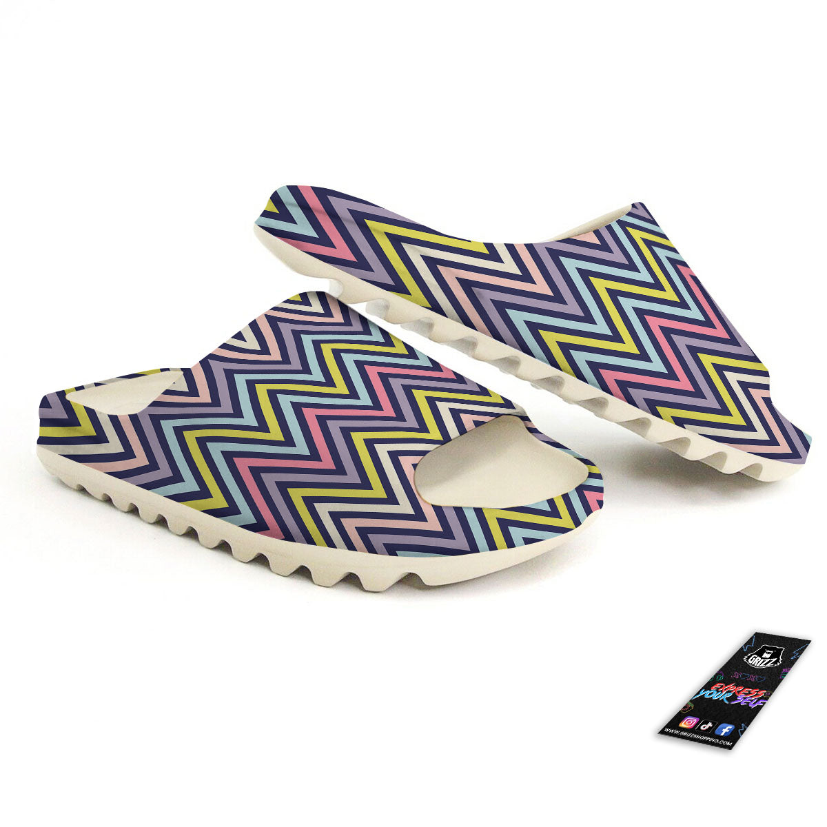 Pride Zigzag Rainbow Gay Print Pattern Sandals-grizzshop