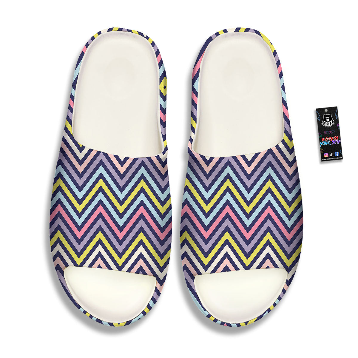 Pride Zigzag Rainbow Gay Print Pattern Sandals-grizzshop