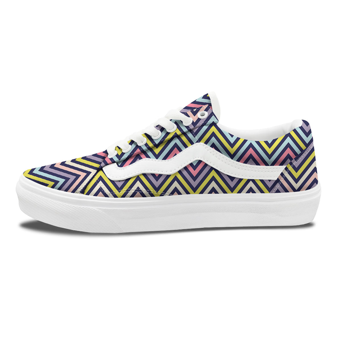 Pride Zigzag Rainbow Gay Print Pattern Skate Shoes-grizzshop