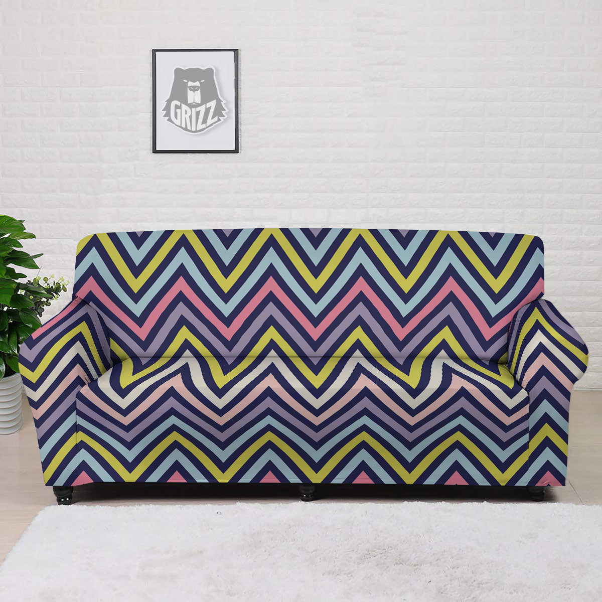 Pride Zigzag Rainbow Gay Print Pattern Sofa Cover-grizzshop