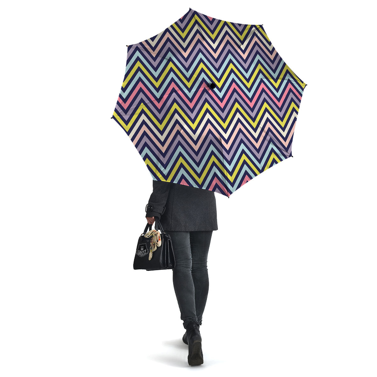 Pride Zigzag Rainbow Gay Print Pattern Umbrella-grizzshop