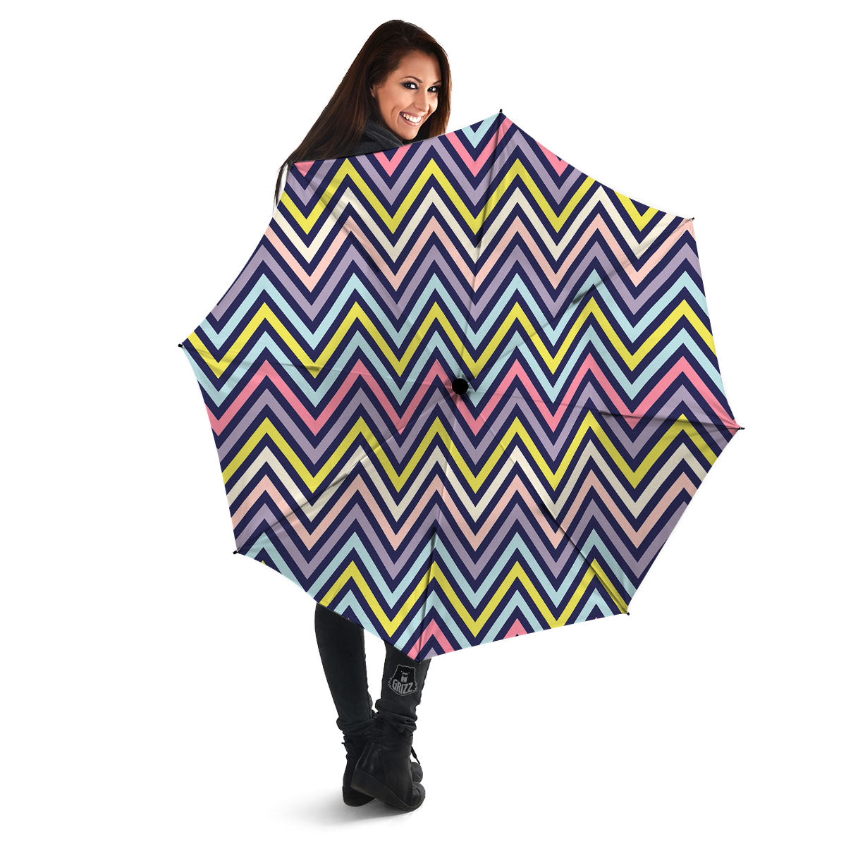 Pride Zigzag Rainbow Gay Print Pattern Umbrella-grizzshop