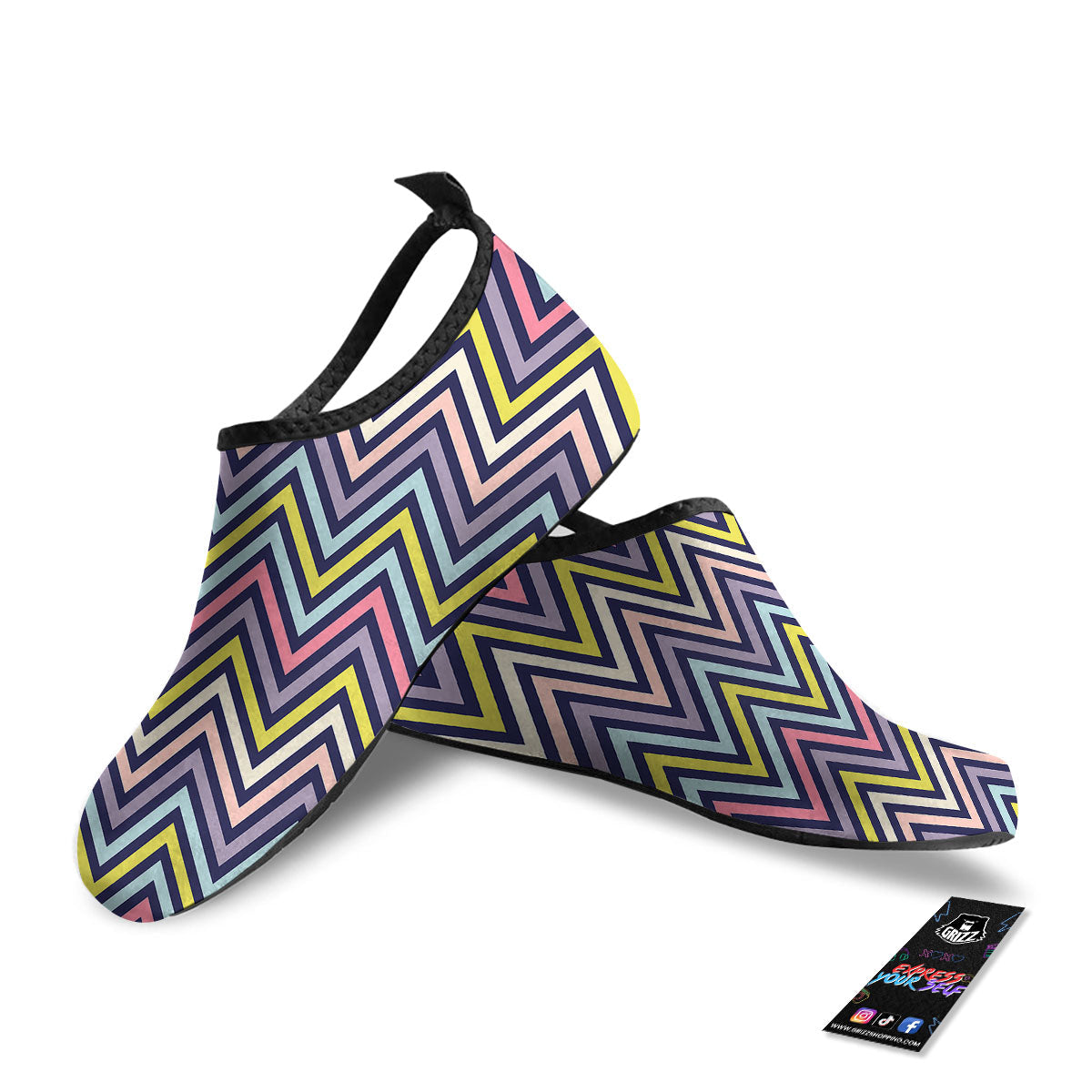 Pride Zigzag Rainbow Gay Print Pattern Water Shoes-grizzshop