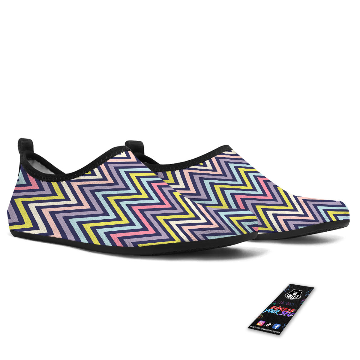 Pride Zigzag Rainbow Gay Print Pattern Water Shoes-grizzshop