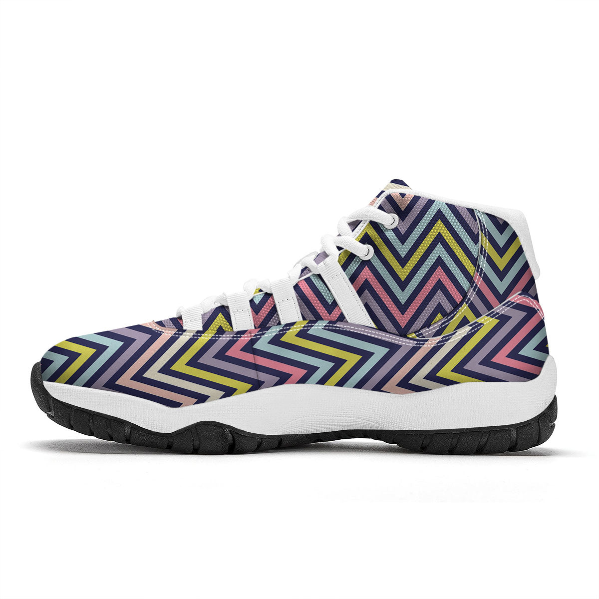 Pride Zigzag Rainbow Gay Print Pattern White Bball Shoes-grizzshop