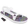 Pride Zigzag Rainbow Gay Print Pattern White Open Toe Sandals-grizzshop