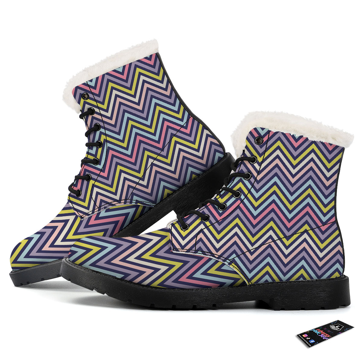 Pride Zigzag Rainbow Gay Print Pattern Winter Boots-grizzshop