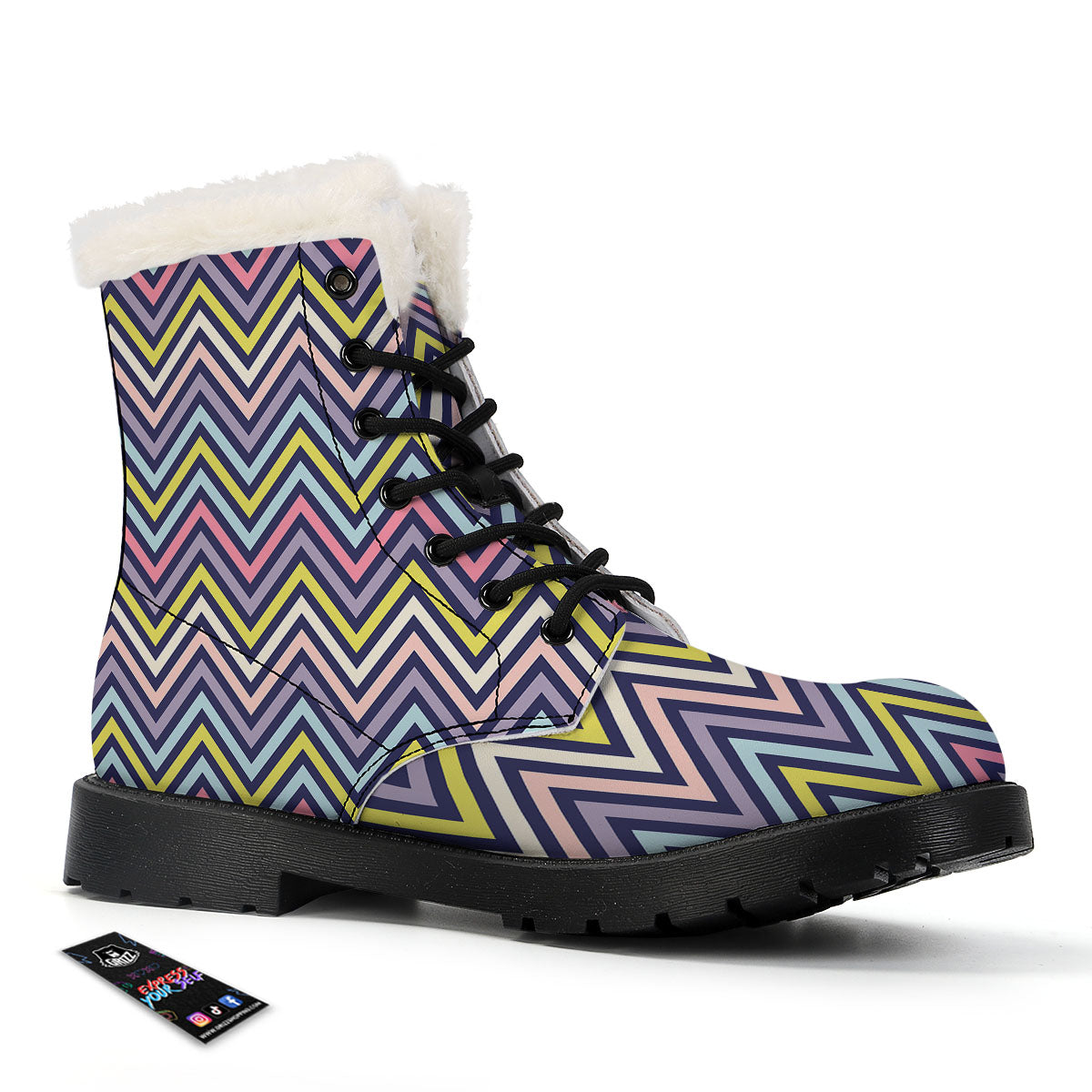 Pride Zigzag Rainbow Gay Print Pattern Winter Boots-grizzshop