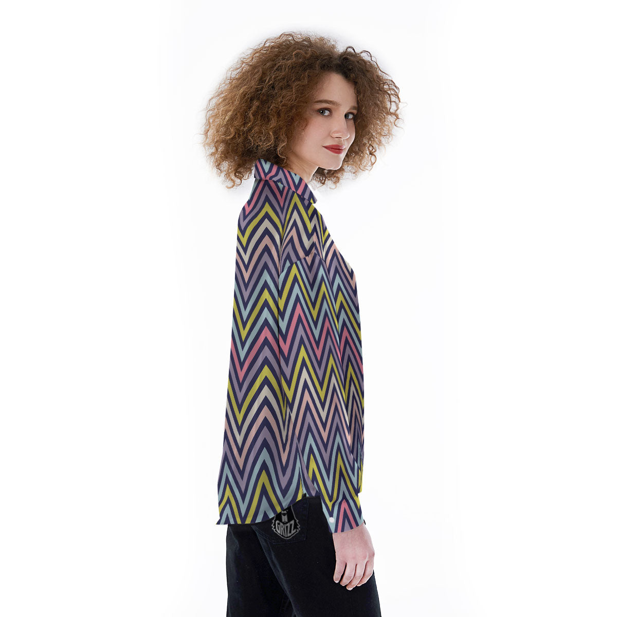 Pride Zigzag Rainbow Gay Print Pattern Women's Long Sleeve Shirts-grizzshop