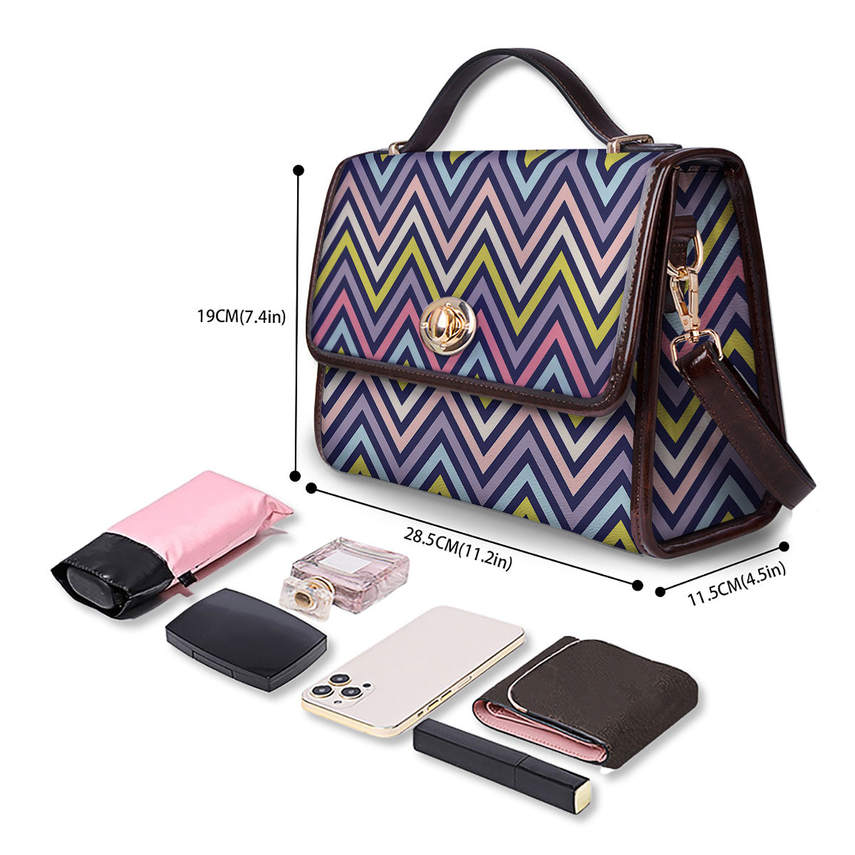 Pride Zigzag Rainbow Gay Print Pattern Women's Satchel Bag-grizzshop