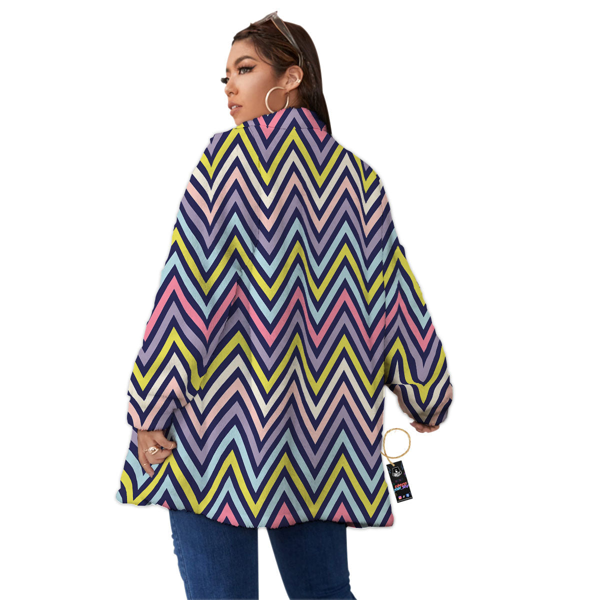 Pride Zigzag Rainbow Gay Print Pattern Women's Sherpa Jacket-grizzshop