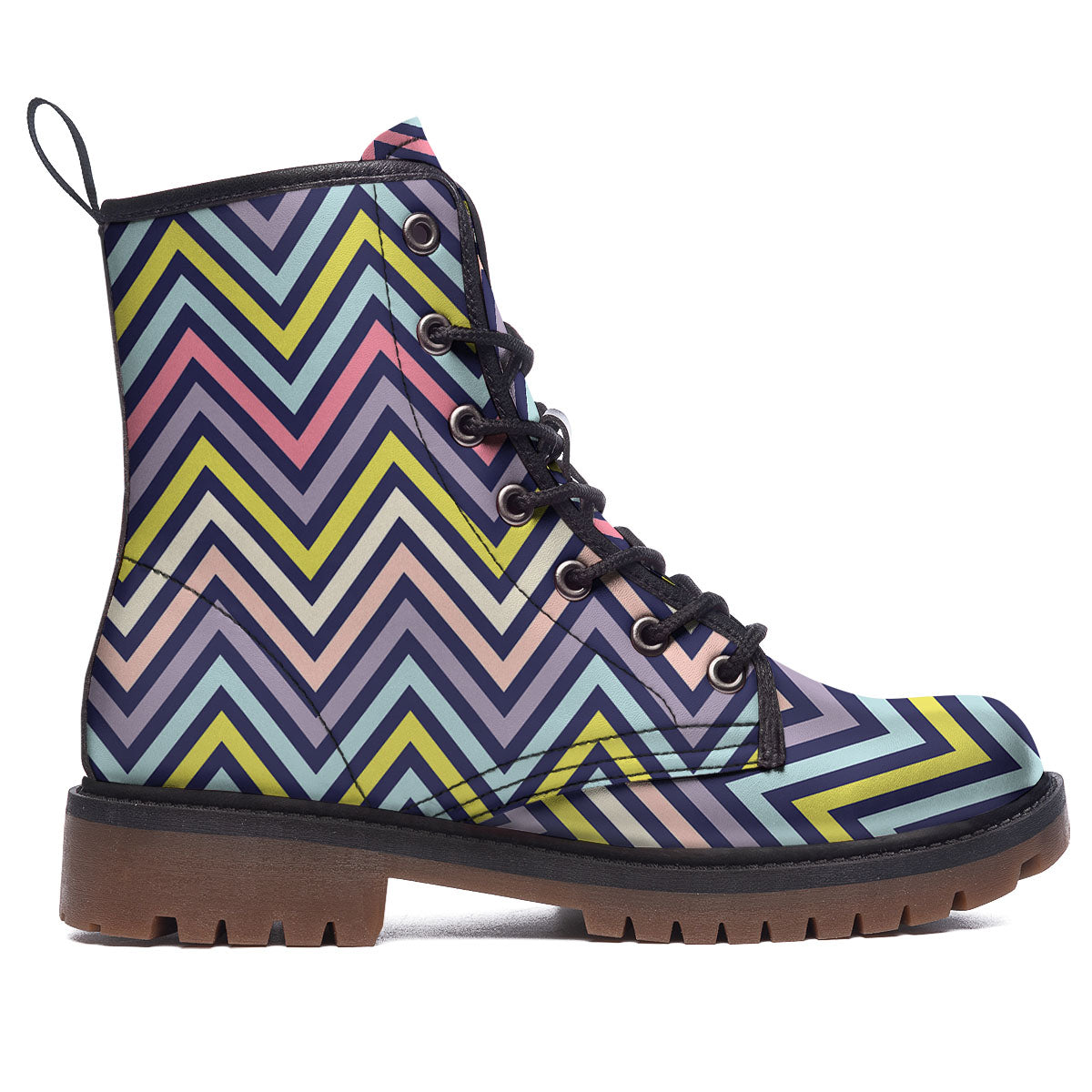 Pride Zigzag Rainbow Gay Print Pattern Work Boots-grizzshop