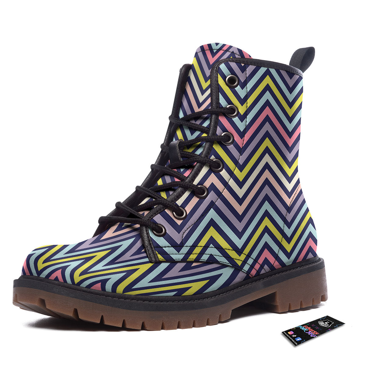 Pride Zigzag Rainbow Gay Print Pattern Work Boots-grizzshop