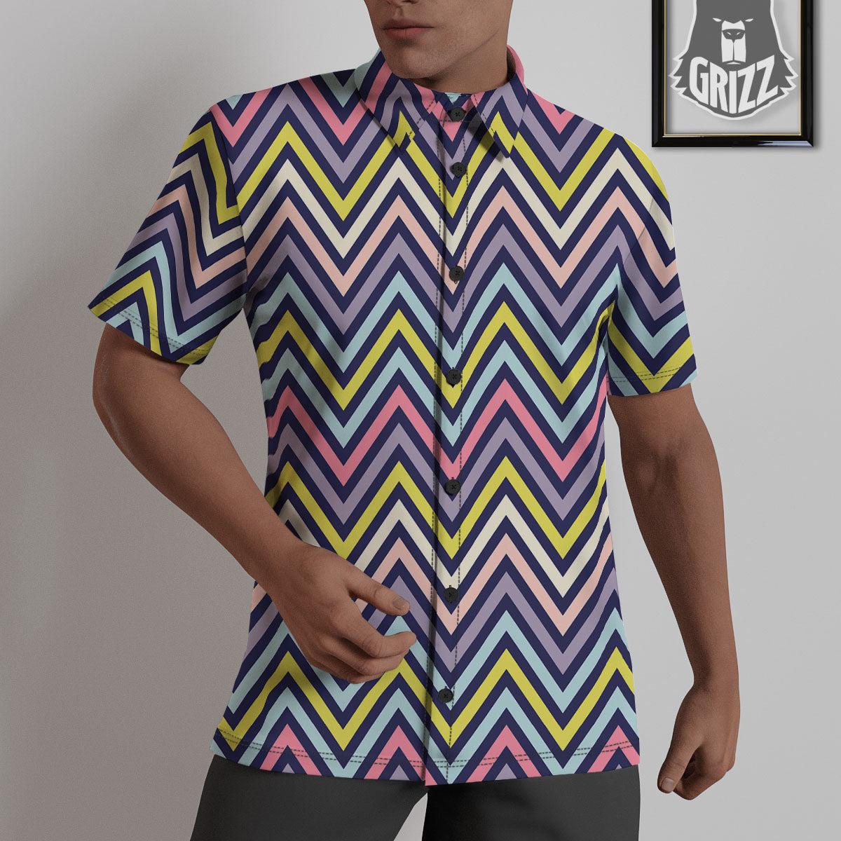 Pride Zigzag Rainbow Gay Print Pattern Untucked Shirts-grizzshop