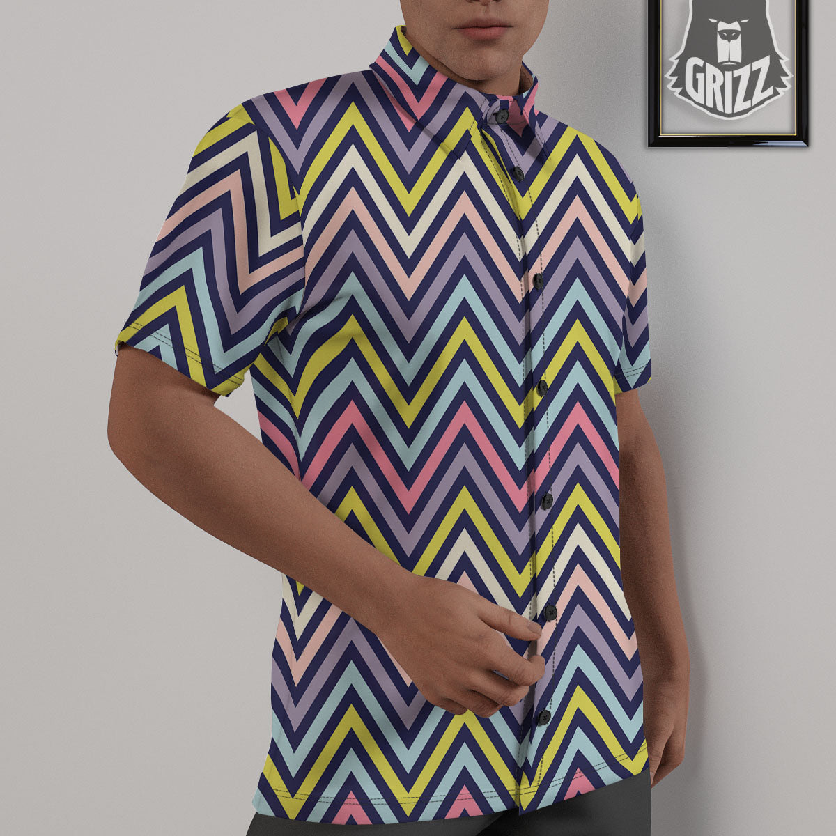 Pride Zigzag Rainbow Gay Print Pattern Untucked Shirts-grizzshop