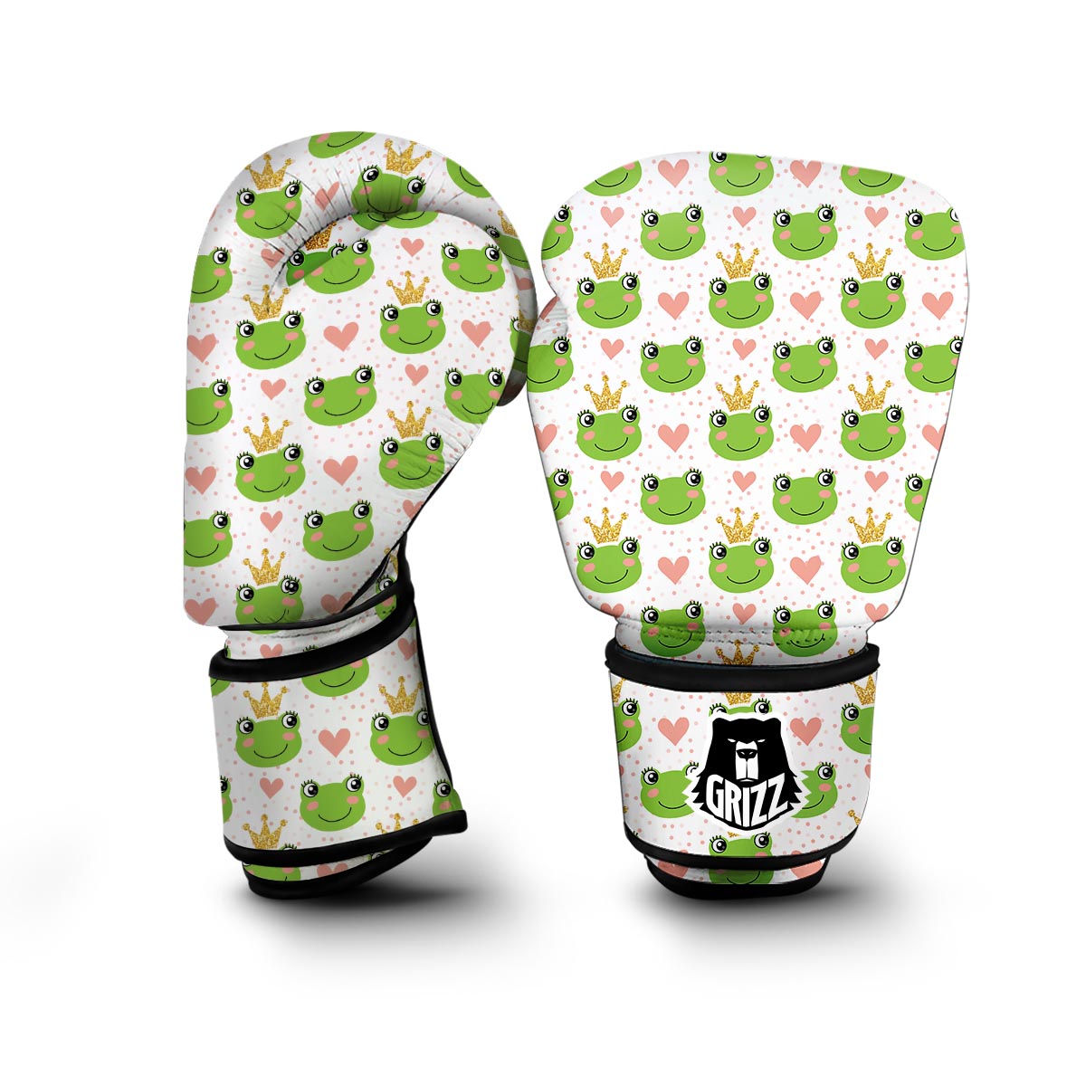 Prince Crown Frog Pattern Print Boxing Gloves-grizzshop