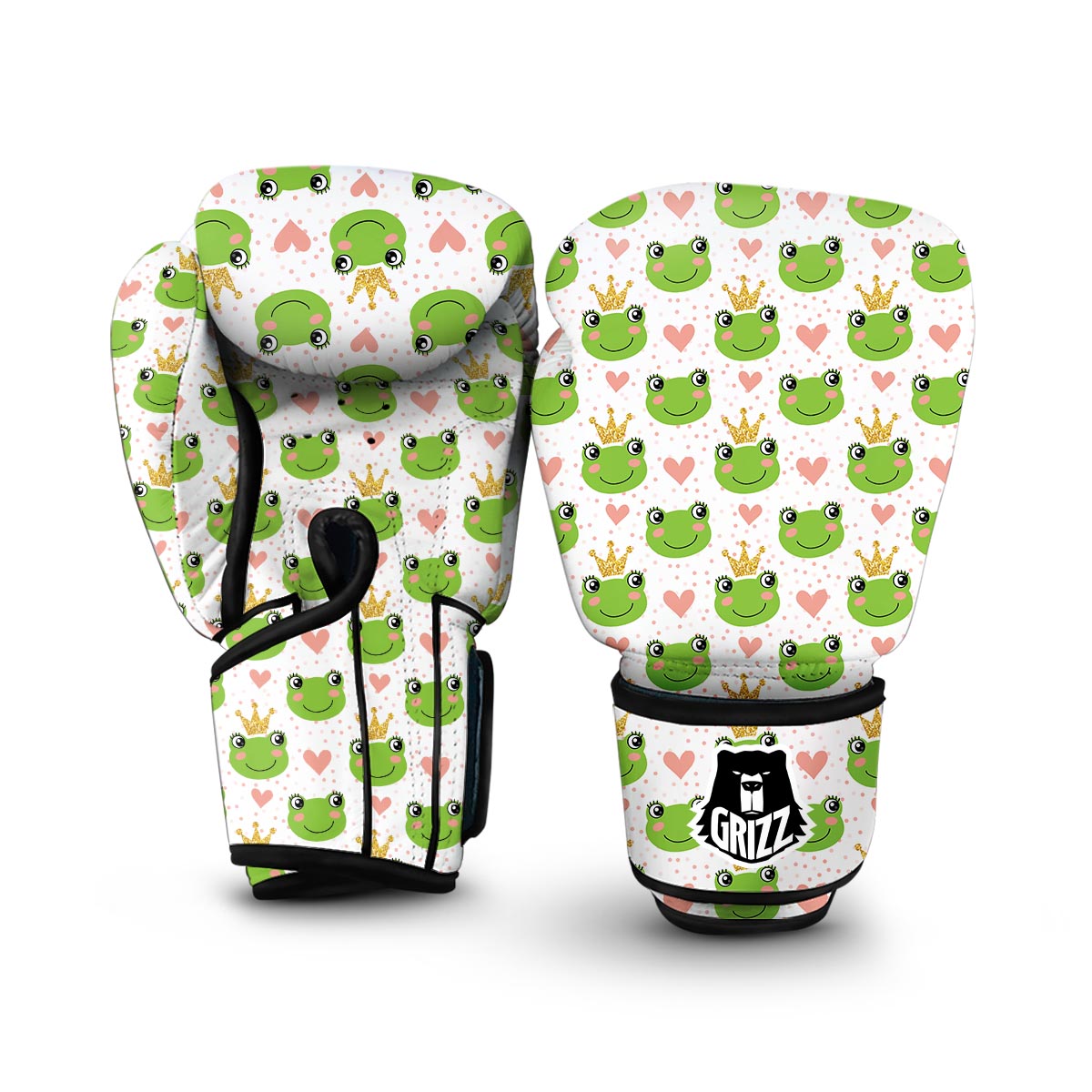 Prince Crown Frog Pattern Print Boxing Gloves-grizzshop