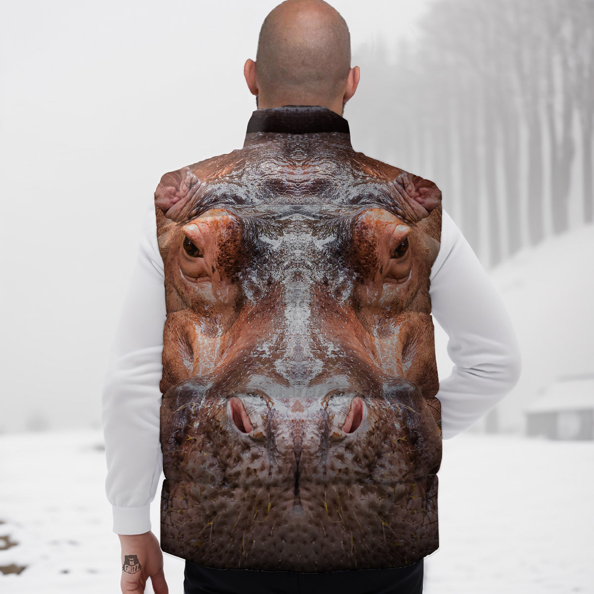 Prince Crown Frog Pattern Print Down Vest-grizzshop