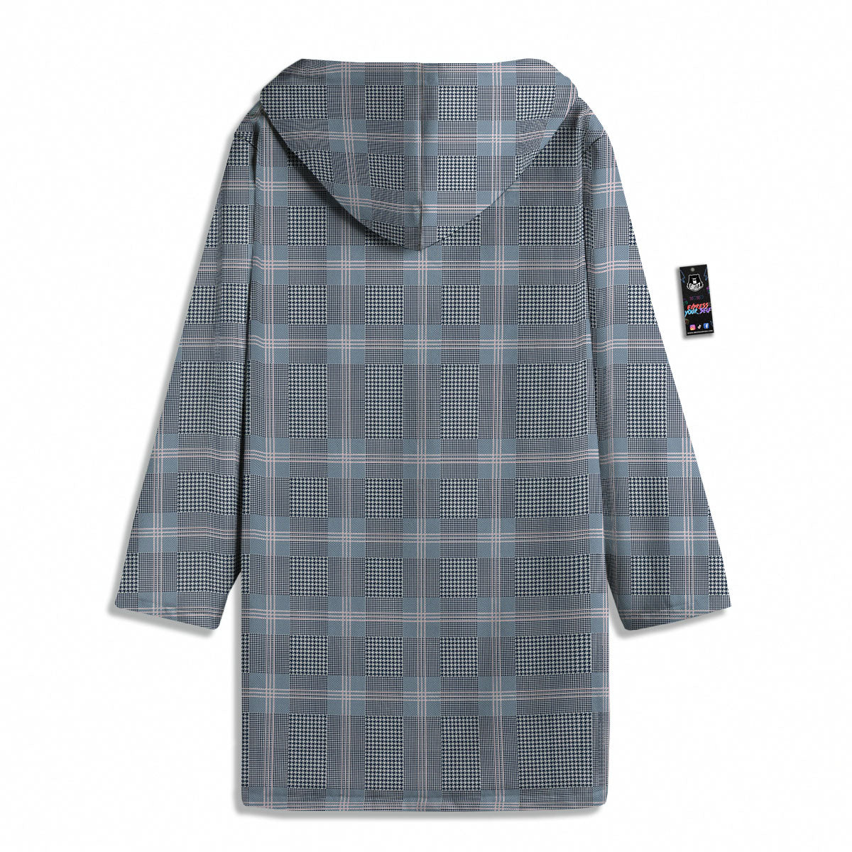 Prince of Wales Navy Blue Check Print Men's Windbreaker Jacket-grizzshop