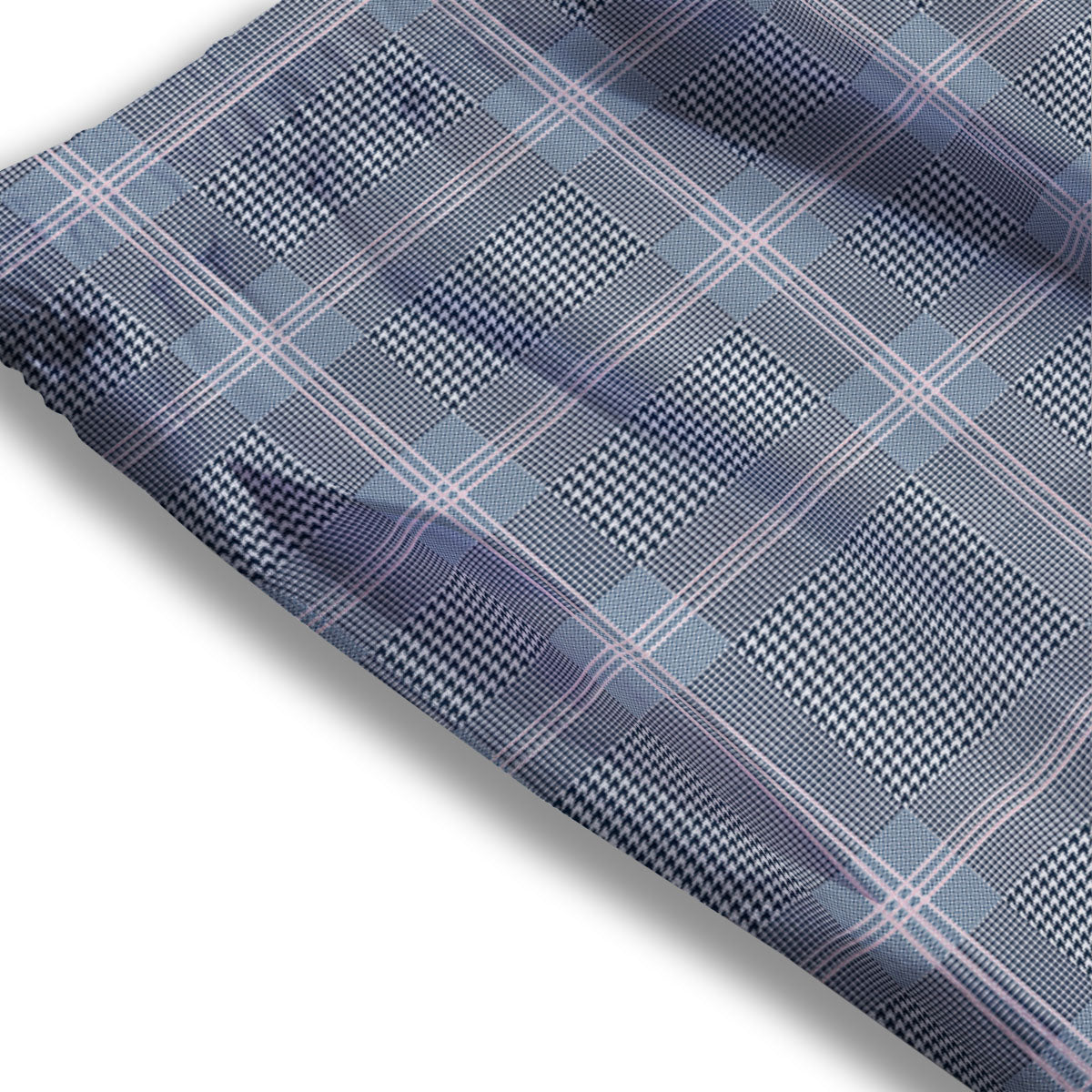 Prince of Wales Navy Blue Check Print Mesh Shorts