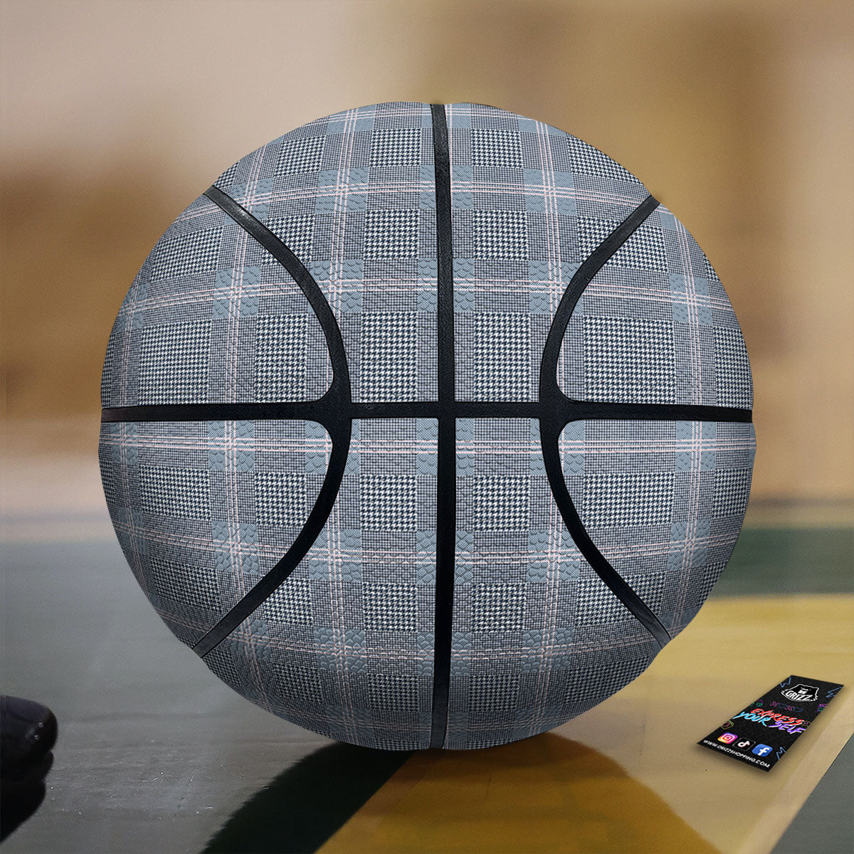 Prince of Wales Navy Blue Check Print Basketball