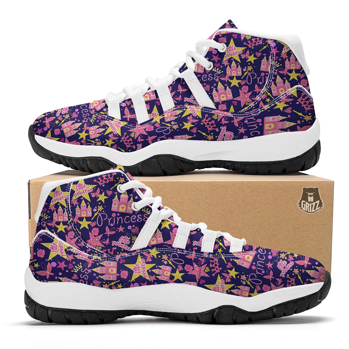 Princess Fairy Pattern Print White Bball Shoes-grizzshop
