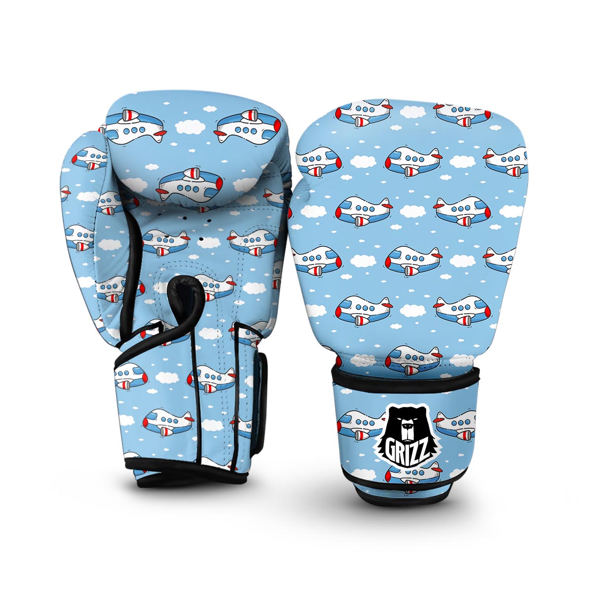 Print Airplane Pattern Boxing Gloves-grizzshop