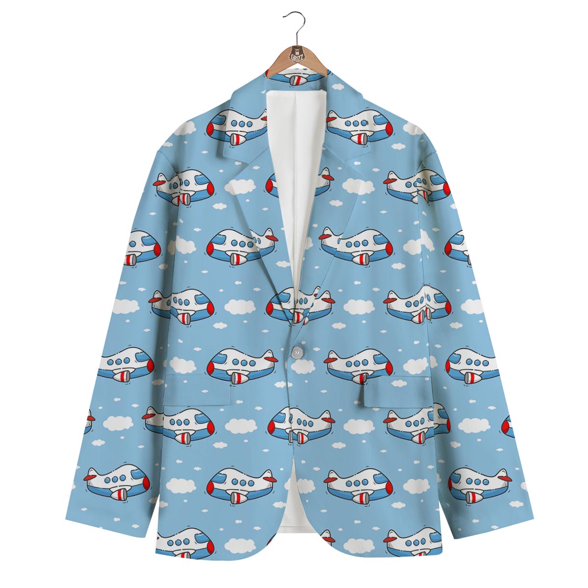 Print Airplane Pattern Men's Blazer-grizzshop
